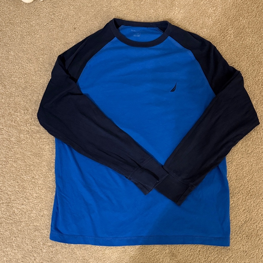 Nautica Men's Two-Tone Blue Long Sleeve Tee